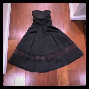 Black strapless A-line party dress